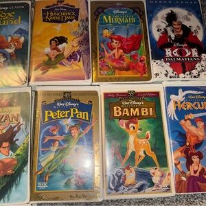 Walt Disney VHS Classics Lot - Peter Pan, Bambi, The Little Mermaid